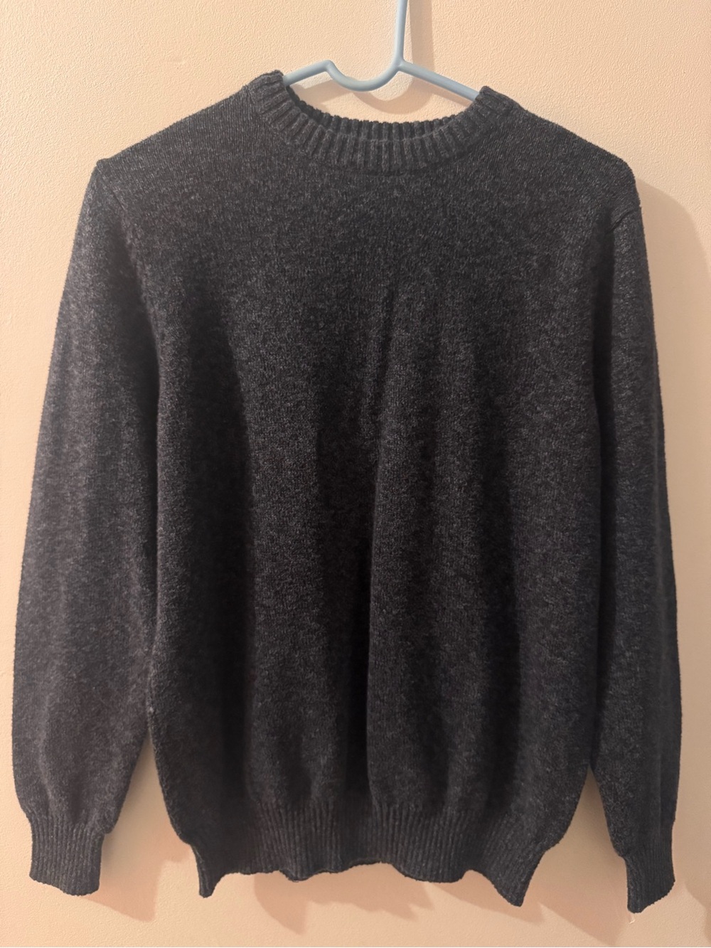 Men’s Medium Blue Heathered Cotton Blend Knit Sweater